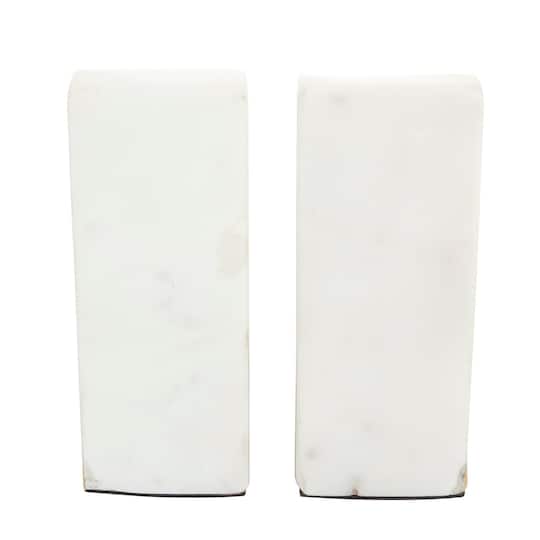 CosmoLiving by Cosmopolitan White Marble Glam Bookends, 5" x 5" x 2"